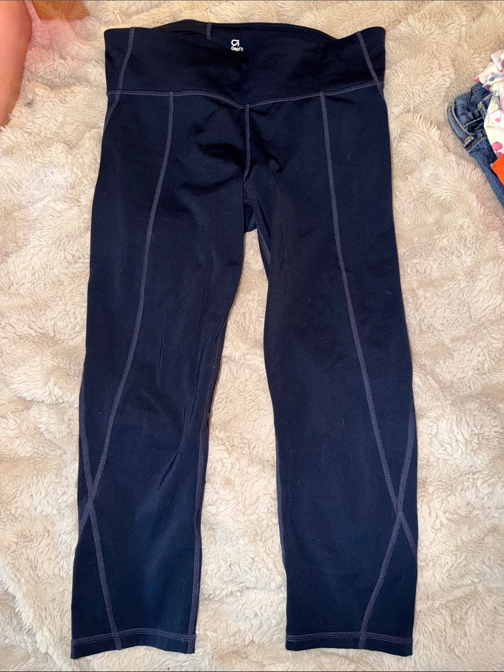 GAP Black Leggings with Contrast Gray Stitching